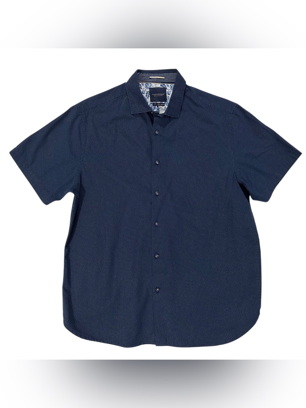 Cactus Man Ricky Singh Navy Micro Dot Button Down Shirt Mens XL Short Sleeve